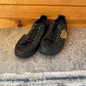 Zara Black Sneakers with Gold Detailing